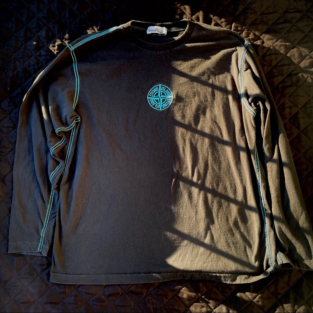 Stone Island - Compass Logo - Long Sleeve - XXL - Like New - Black/Blue